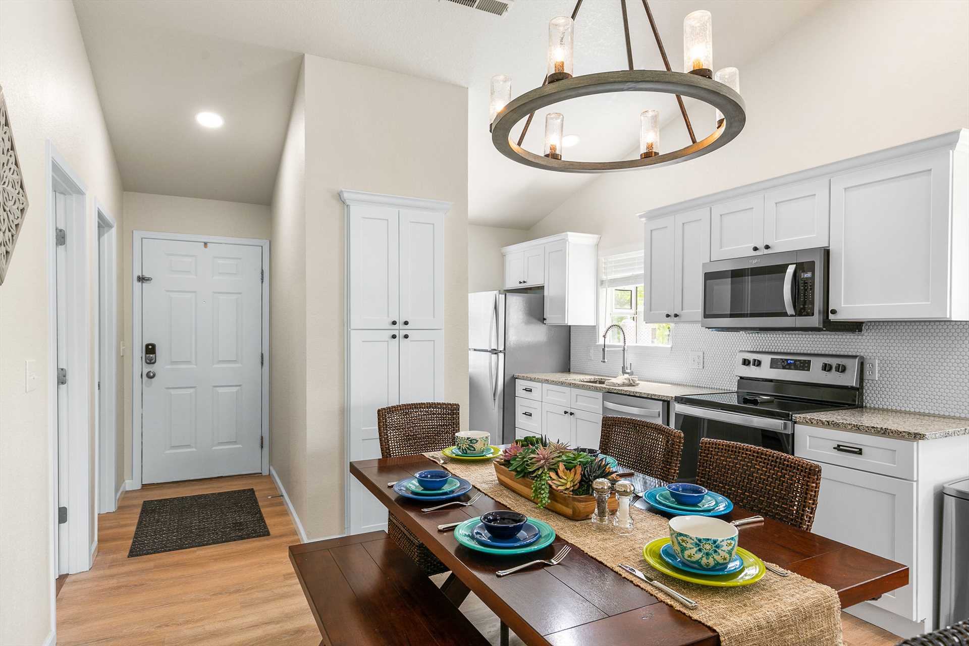 Beautiful white cabinets give the space an open feeling.