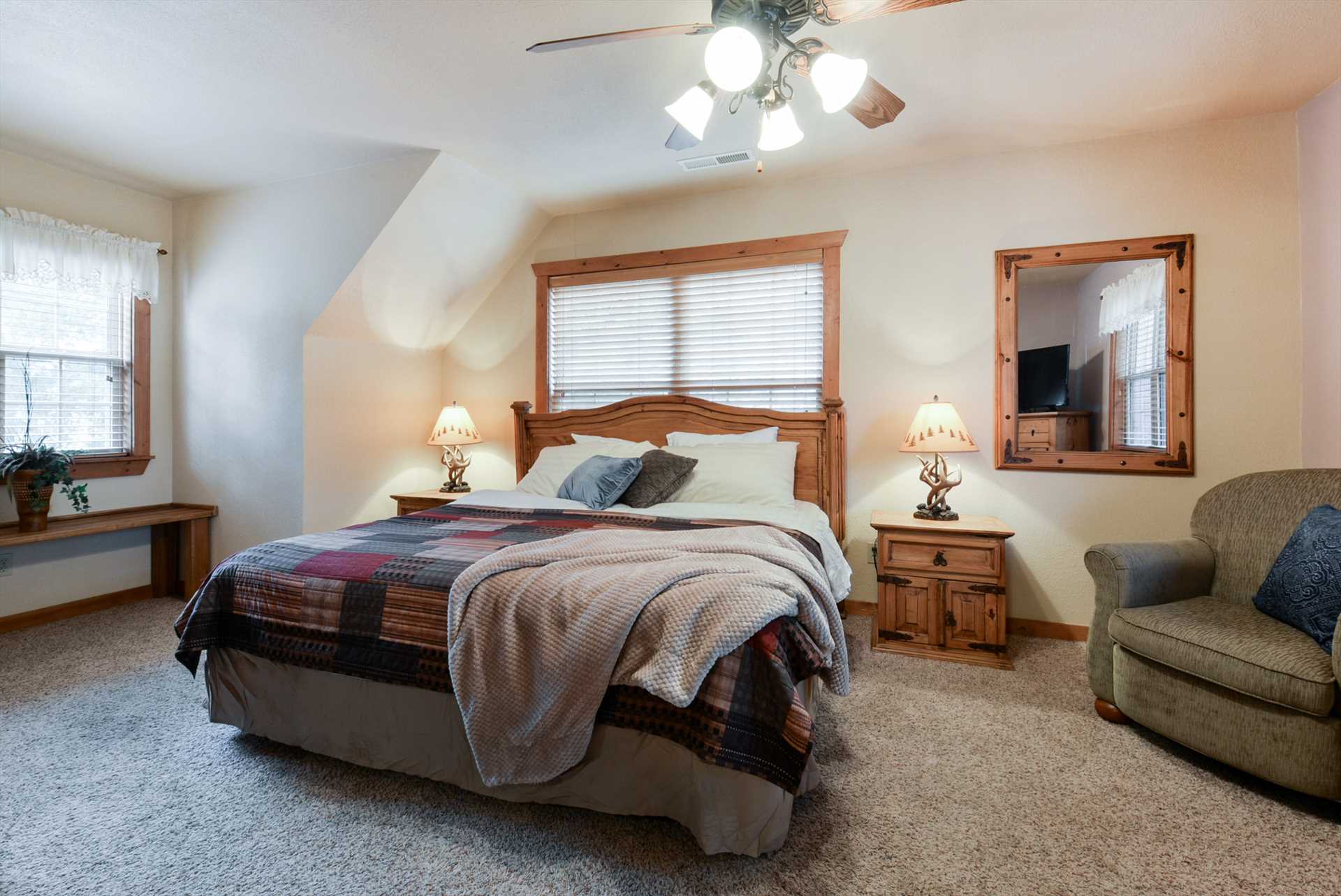 Upstairs you will find two additional king bedrooms, Lodge #