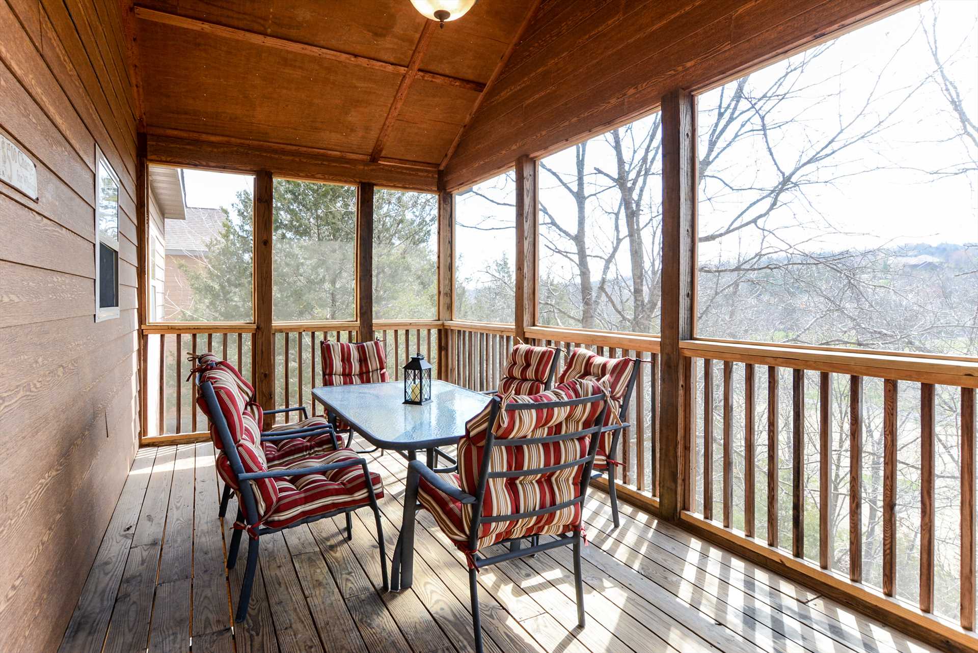 This open air deck is off of the lower level, Lodge #20.