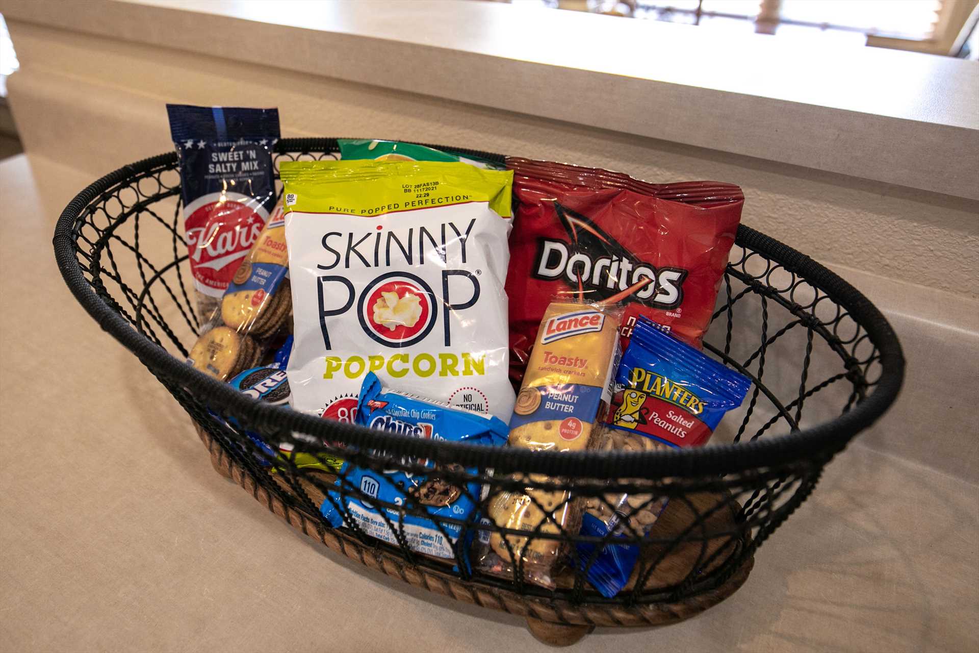 Enjoy complimentary snacks when you arrive.