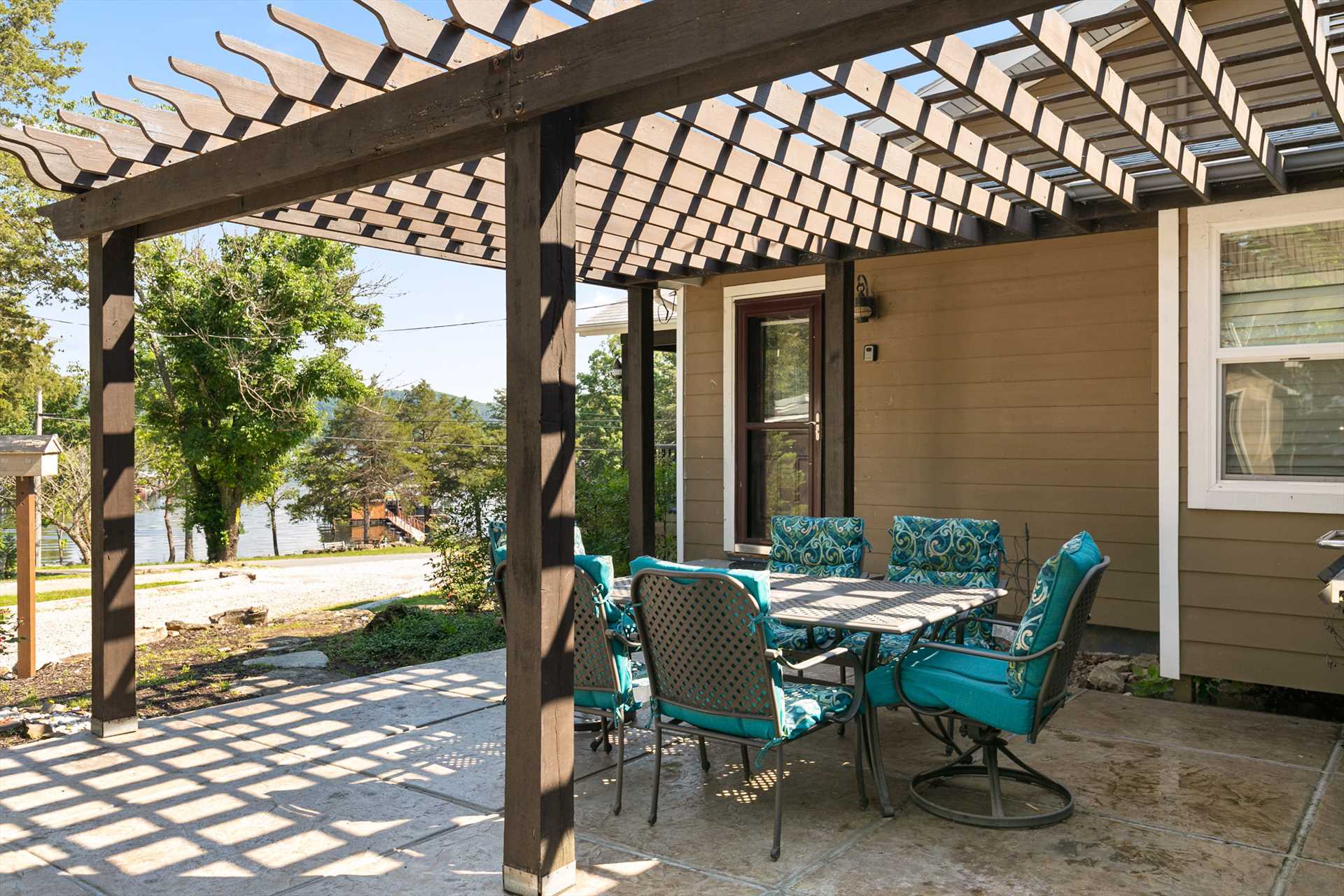 This partially covered patio is located off the semi private