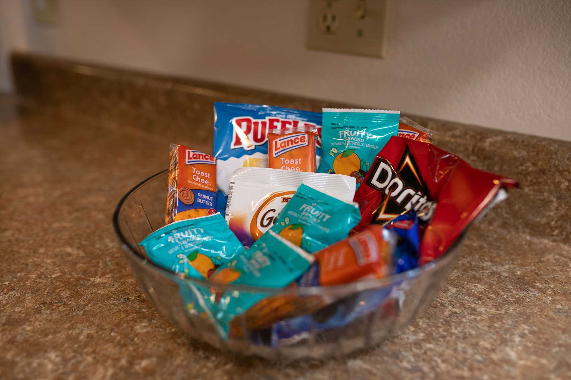 Enjoy the complimentary snack basket!