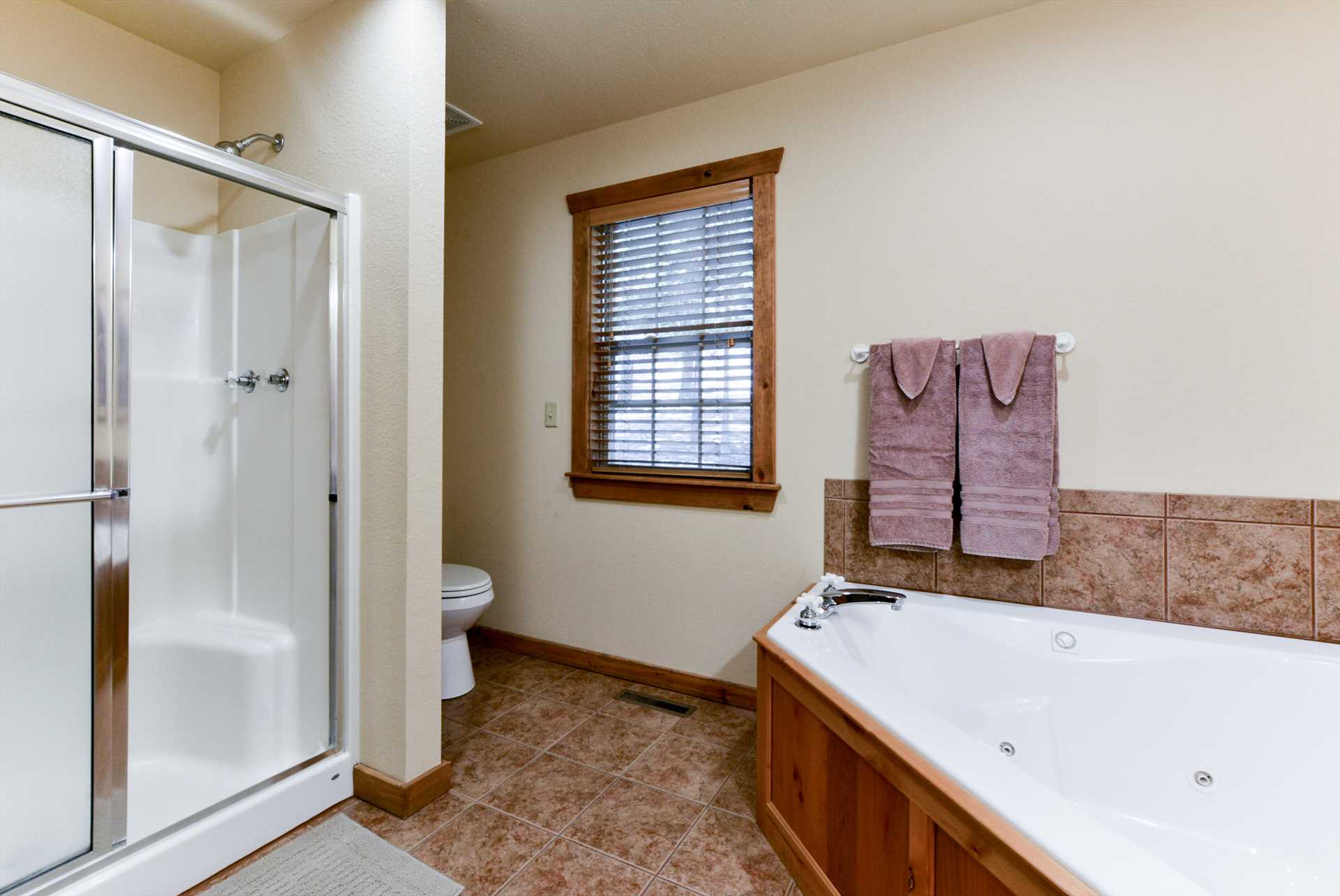 The master bathroom is incredibly spacious.