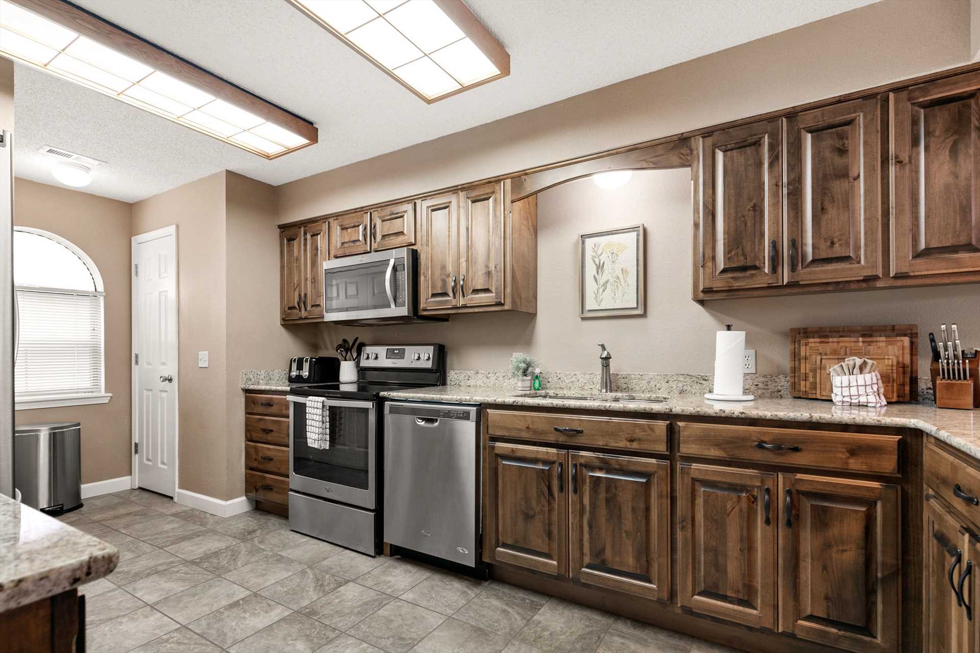 The kitchen is also full of natural light.