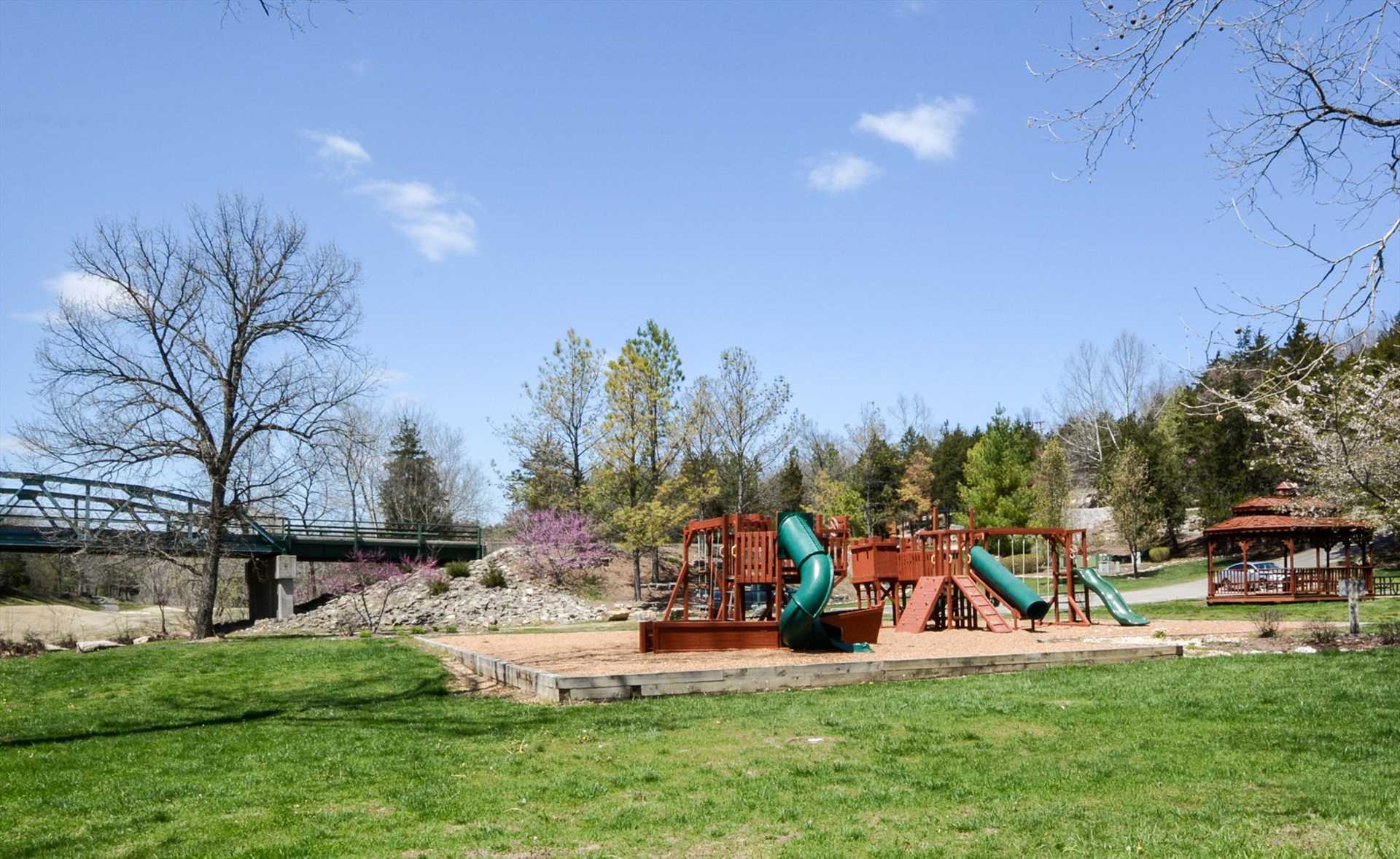 Several playgrounds around the resort iwith shelters and pav