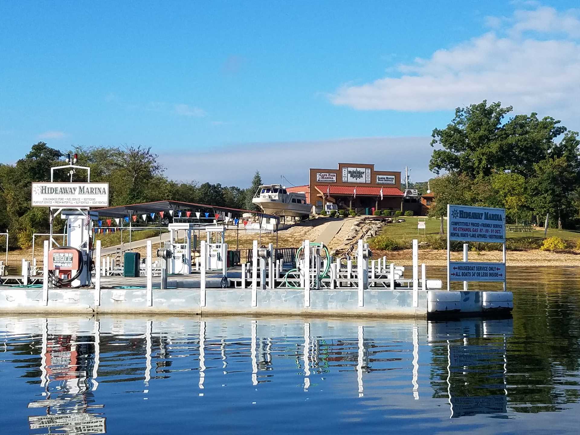 Hideaway Marina is conveniently located next door and has ev