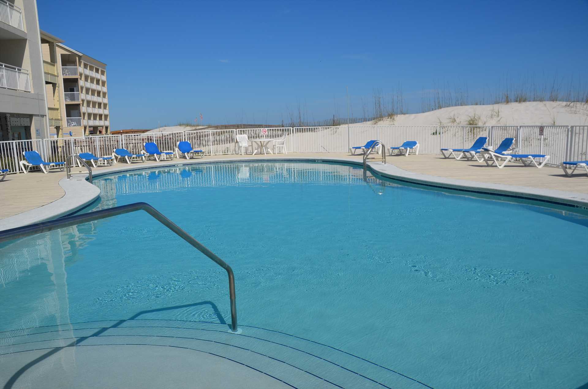 There are three pools at Sugar Beach and one kiddie pool.