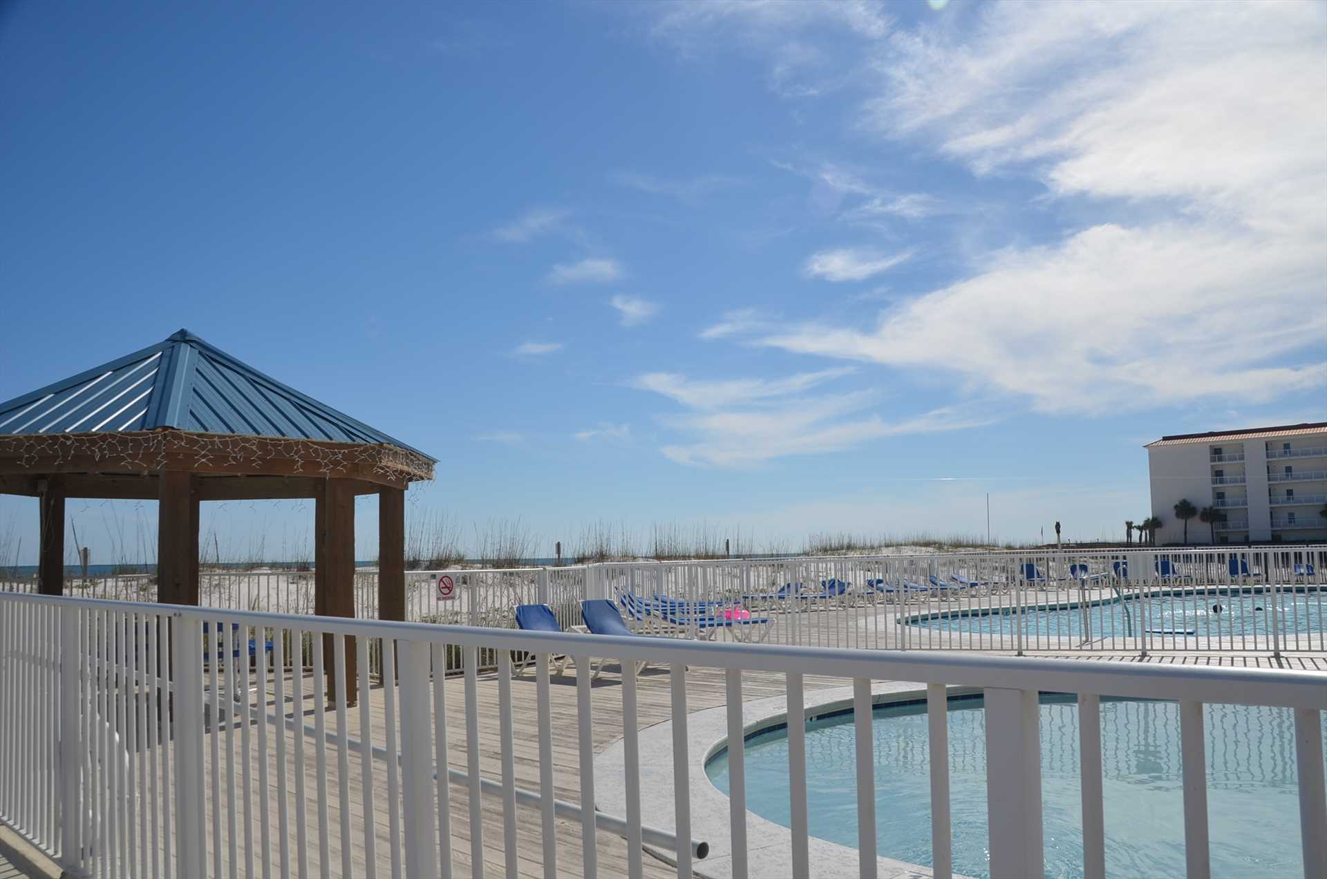 Three of the pools are ocean side, one is a kiddie pool.