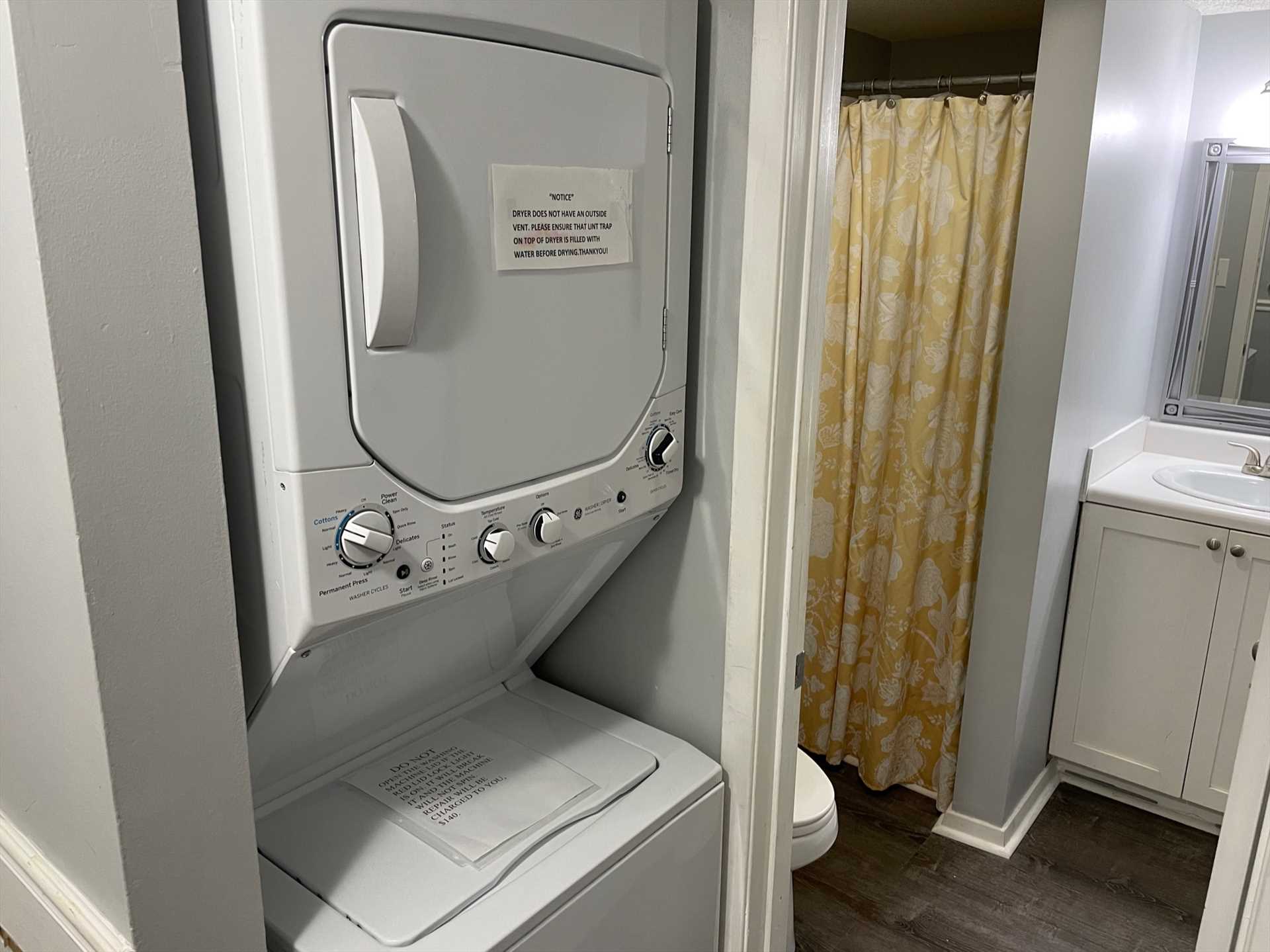 The washer and dryer is located on the main level.