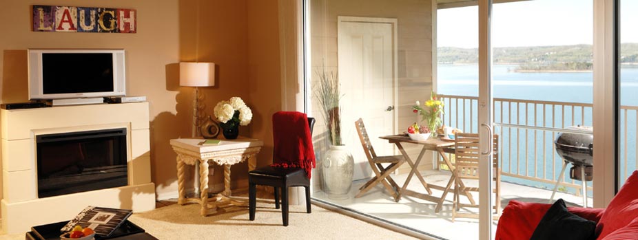 Emerald Pointe: Living Room and balcony