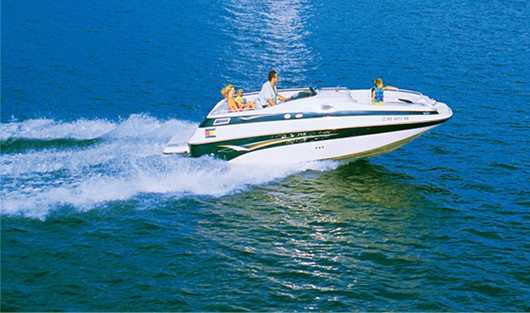 People on a speedboat on a lake