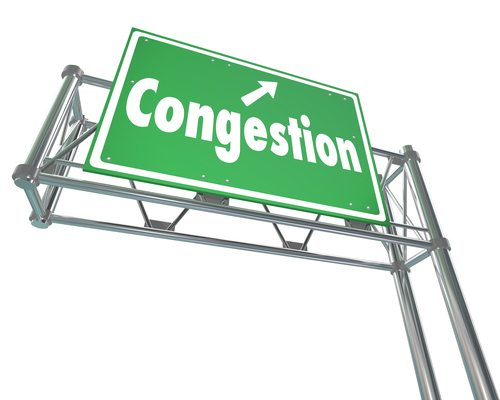 Highway sign. Text: Congestion