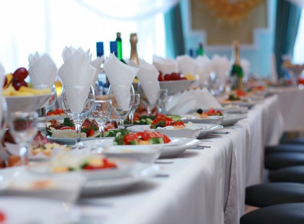 Food at a wedding or catering event