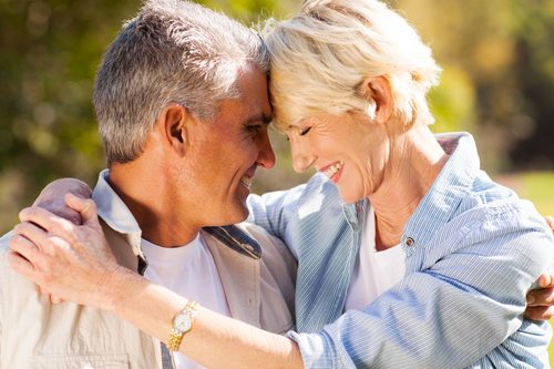 loving middle aged couple closeup