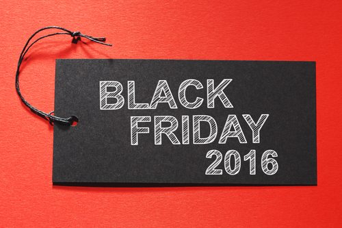 Black Friday 2016 text on a black tag