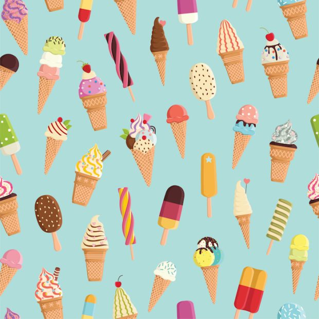 ice cream graphics on blue background
