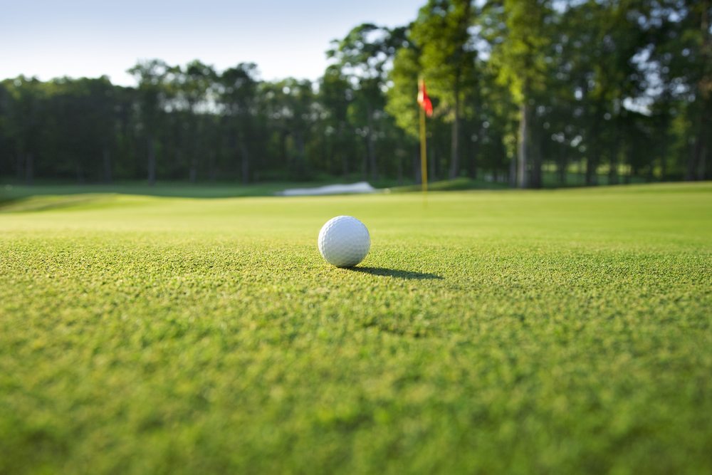 Close up of golf ball on green