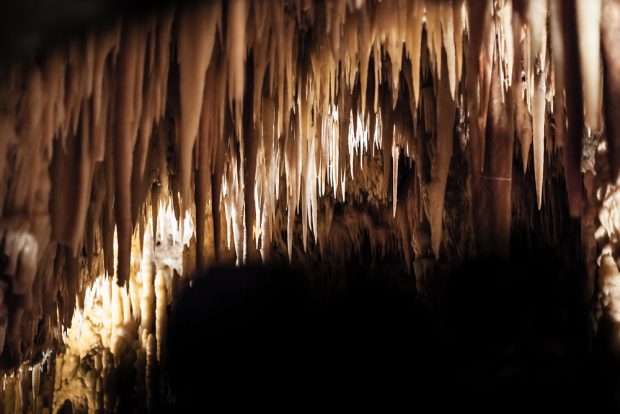 stalactites in a cave