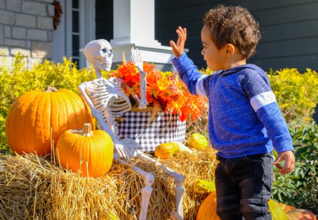 A child boy celebrating fall in Branson, Missouri.