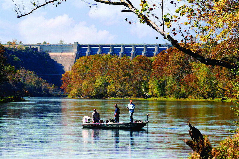 Group of people in fishing boat on Branson lake
