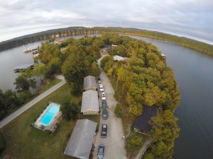 Hideaway Resort has unique lake views on each side.