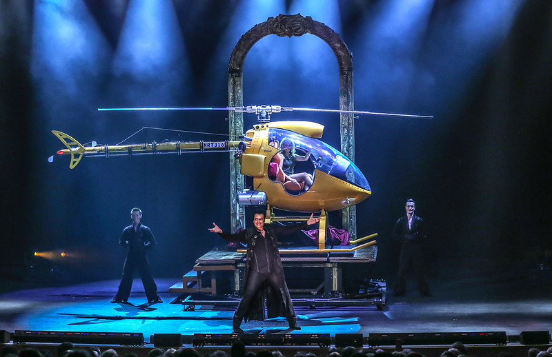 Illusionist Rick Thomas on stage at a magic show in Branson MO