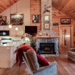 cabin living room and kitchen