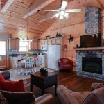 branson cabin living room, kitchen and dining table
